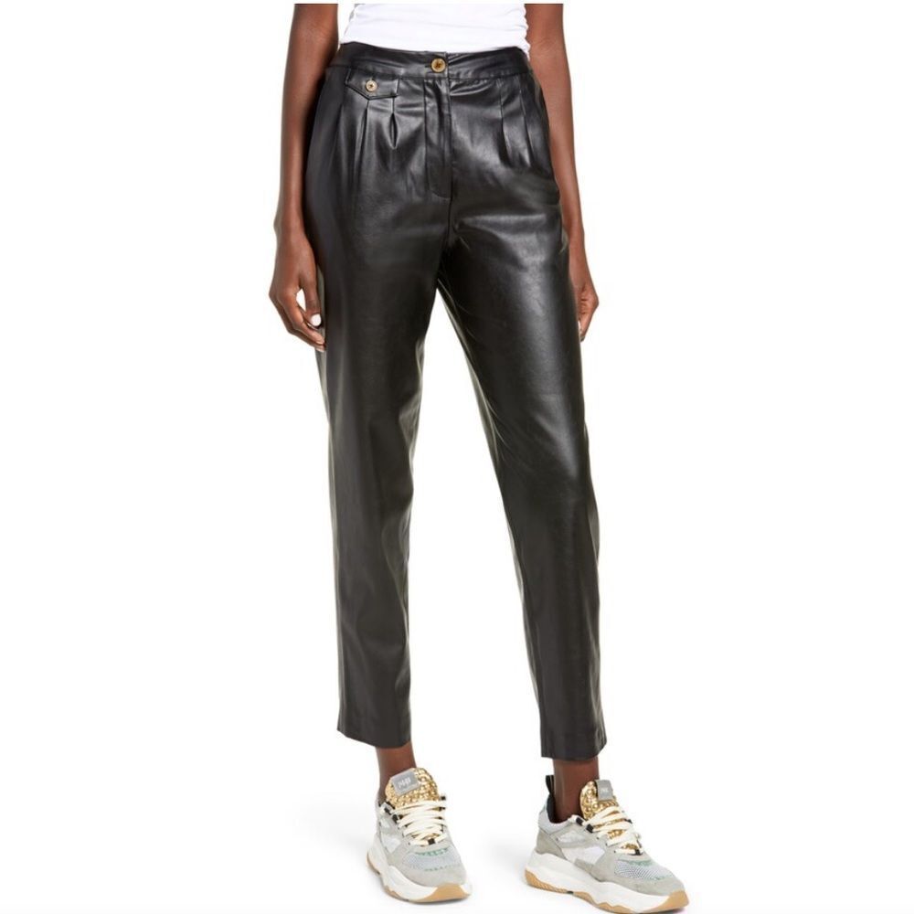 Blank NYC Faux Leather Pleated Trousers